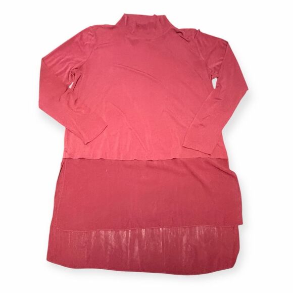 EILEEN FISHER Women’s Red Long Sleeve Layered Tunic Top Size Medium - Picture 1 of 4